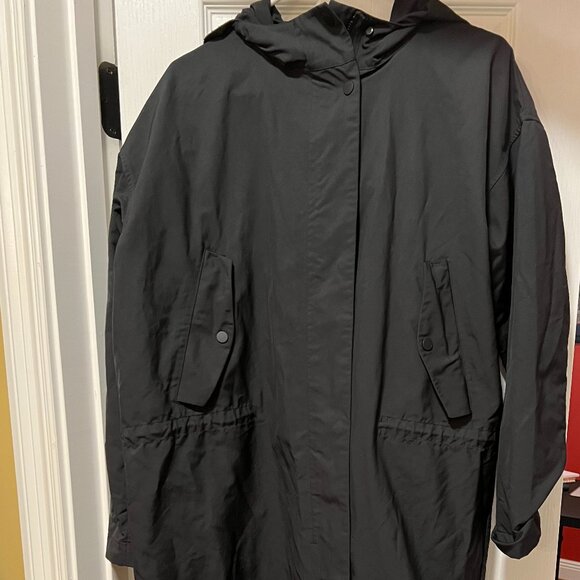 NWOT Everlane Rain Jacket Womens Large Black Size  L - The City Anorak Hooded - Picture 1 of 3